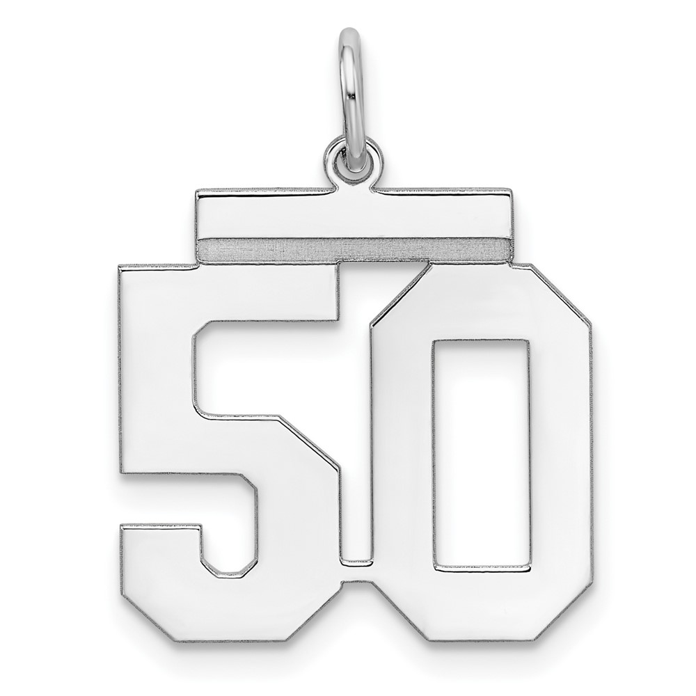 Sterling Silver Rhodium-plated Polished Number 50 Charm