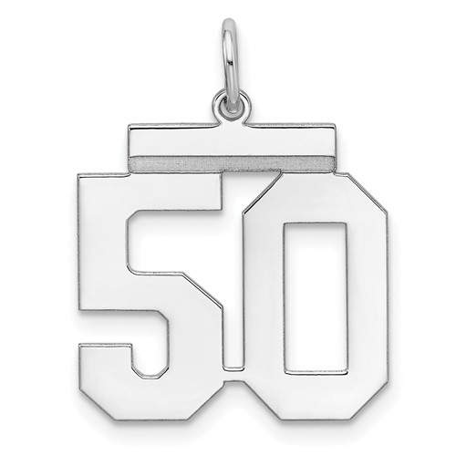 Sterling Silver Rhodium-plated Polished Number 50 Charm