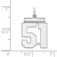 Sterling Silver Rhodium-plated Polished Number 51 Charm view 3