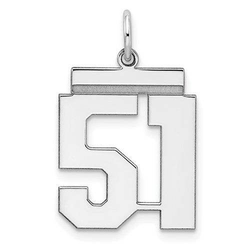 Sterling Silver Rhodium-plated Polished Number 51 Charm