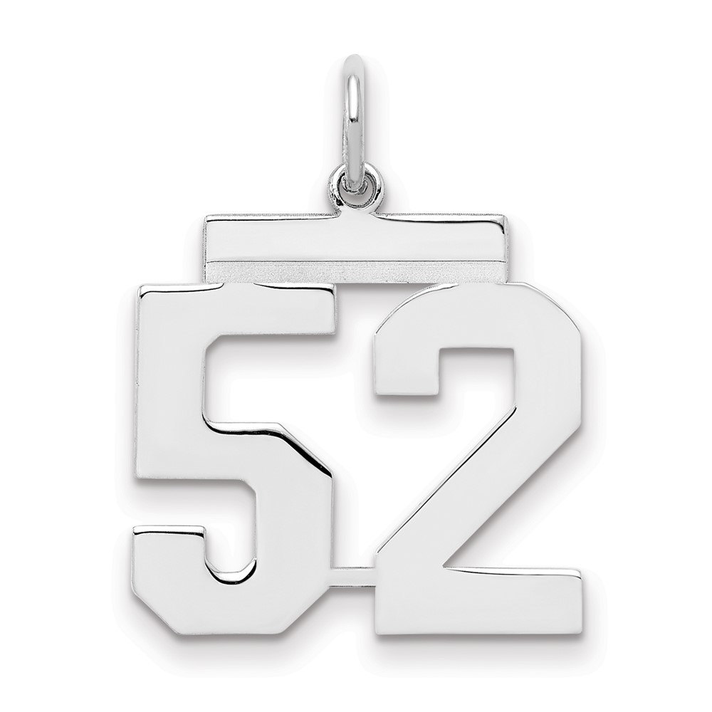 Sterling Silver Rhodium-plated Polished Number 52 Charm