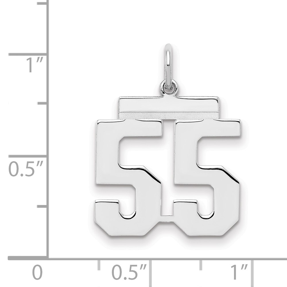 Sterling/Silver Rhodium-plated Polished Number 55 Charm (QMS55)