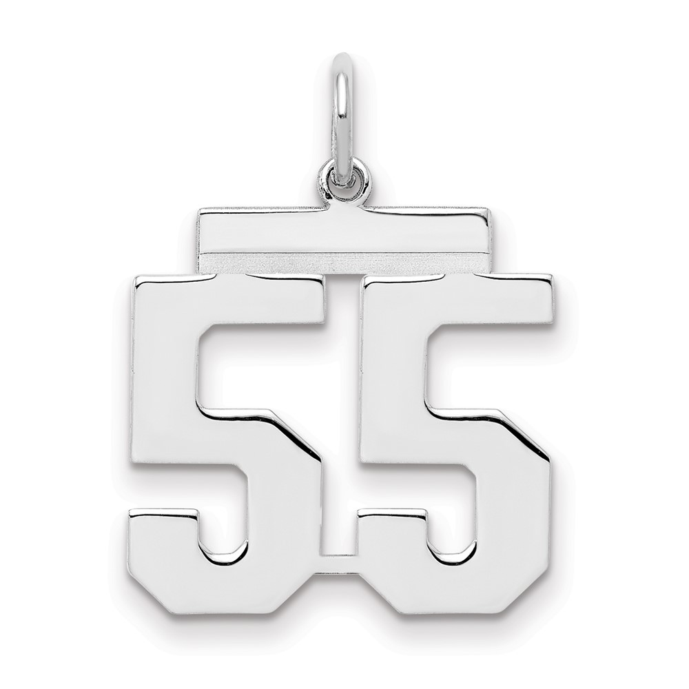 Sterling/Silver Rhodium-plated Polished Number 55 Charm (QMS55)