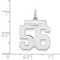 Sterling Silver Rhodium-plated Polished Number 56 Charm view 2
