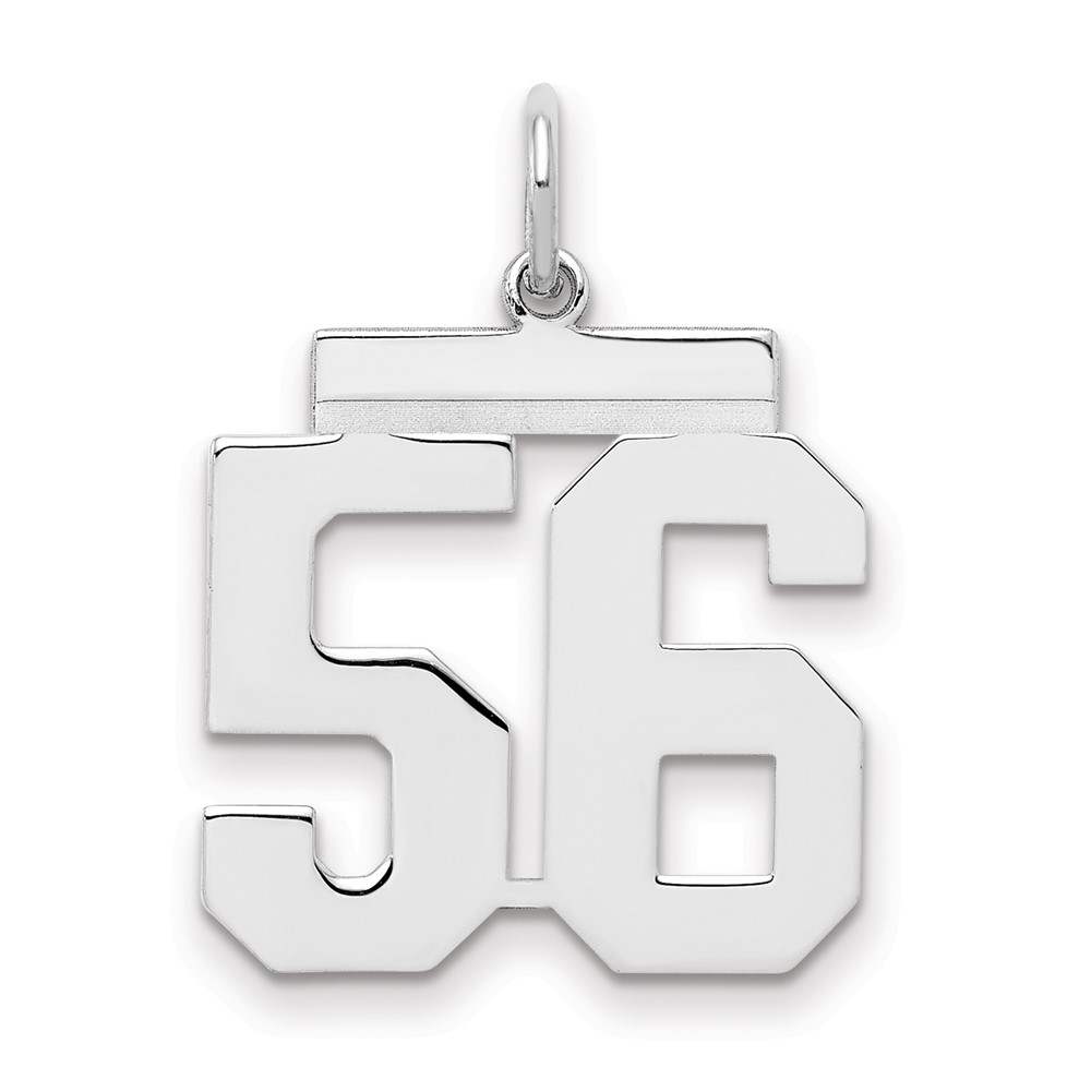 Sterling Silver Rhodium-plated Polished Number 56 Charm