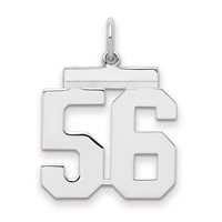 Sterling Silver Rhodium-plated Polished Number 56 Charm view 1