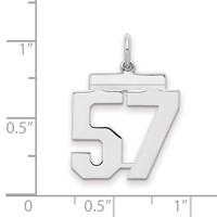 Sterling Silver Rhodium-plated Polished Number 57 Charm view 2