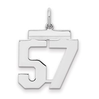 Sterling Silver Rhodium-plated Polished Number 57 Charm view 1