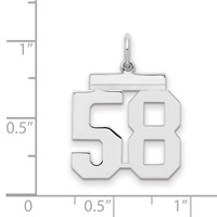 Sterling Silver Rhodium-plated Polished Number 58 Charm view 2
