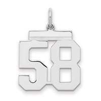 Sterling Silver Rhodium-plated Polished Number 58 Charm view 1