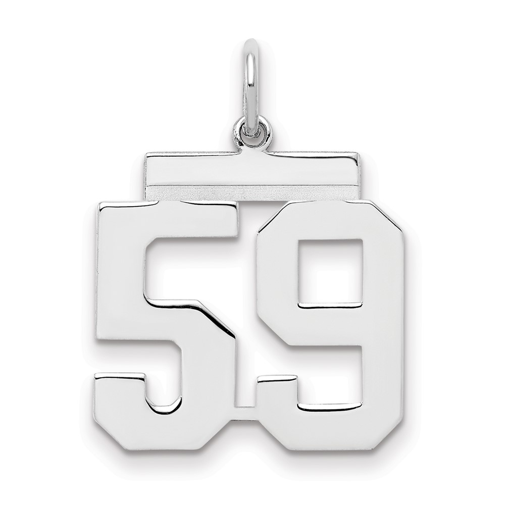 Sterling Silver Rhodium-plated Polished Number 59 Charm