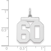 Sterling Silver Rhodium-plated Polished Number 60 Charm view 2