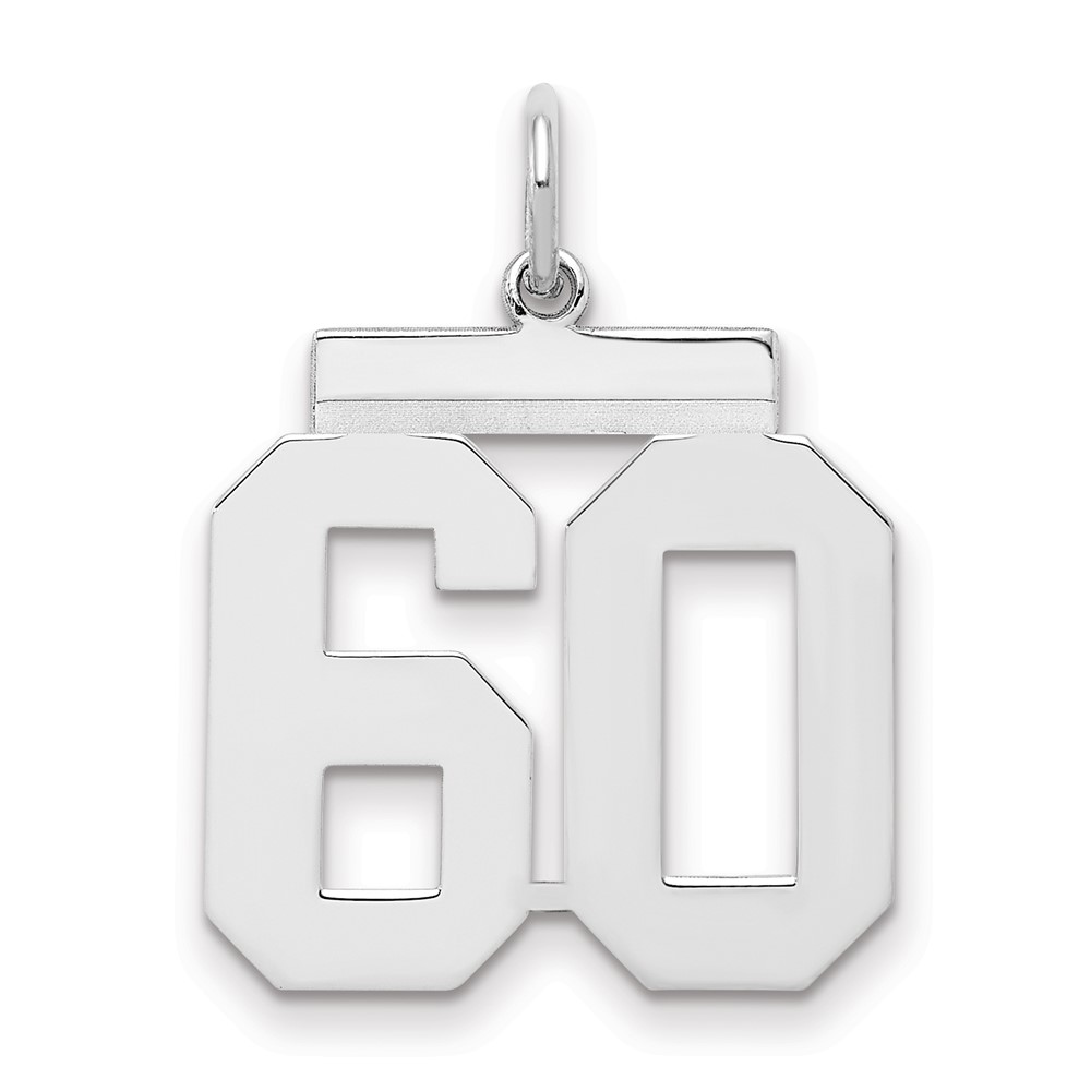 Sterling Silver Rhodium-plated Polished Number 60 Charm