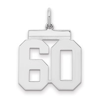 Sterling Silver Rhodium-plated Polished Number 60 Charm view 1