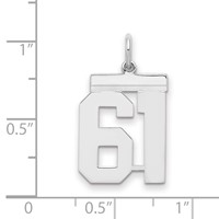 Sterling Silver Rhodium-plated Polished Number 61 Charm view 2