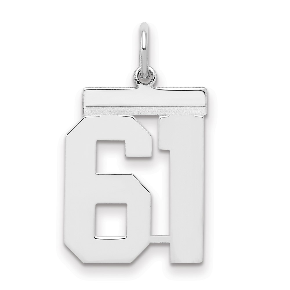 Sterling Silver Rhodium-plated Polished Number 61 Charm