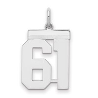 Sterling Silver Rhodium-plated Polished Number 61 Charm view 1