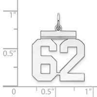 Sterling Silver Rhodium-plated Polished Number 62 Charm view 3