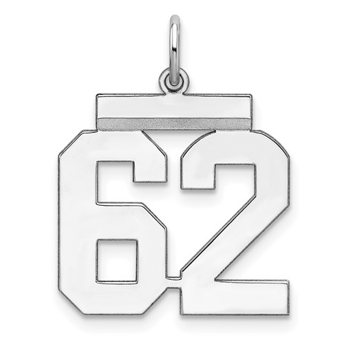 Sterling Silver Rhodium-plated Polished Number 62 Charm