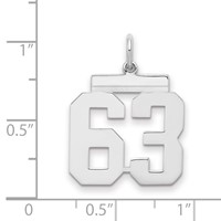 Sterling Silver Rhodium-plated Polished Number 63 Charm view 2