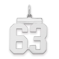 Sterling Silver Rhodium-plated Polished Number 63 Charm view 1