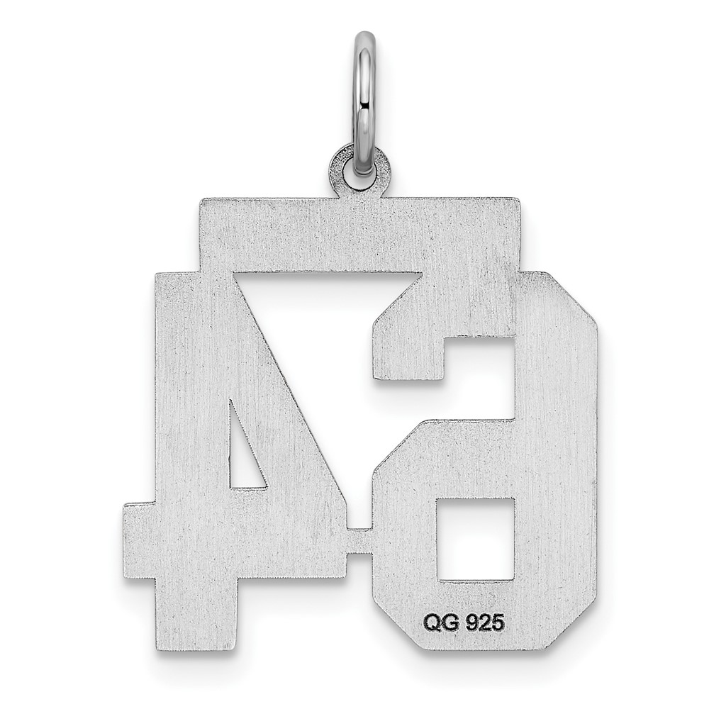 Sterling/Silver Rhodium-plated Polished Number 64 Charm (QMS64)
