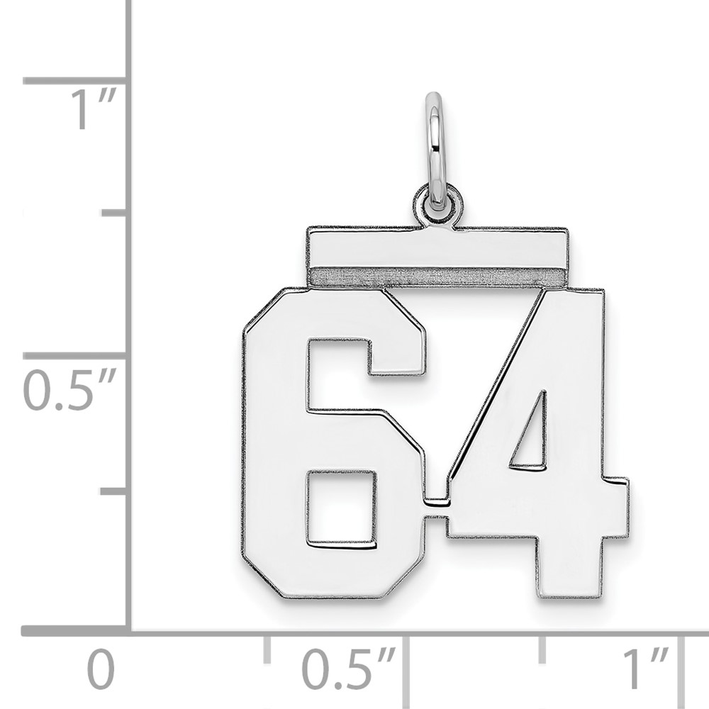 Sterling/Silver Rhodium-plated Polished Number 64 Charm (QMS64)