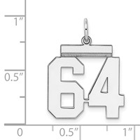 Sterling Silver Rhodium-plated Polished Number 64 Charm view 3