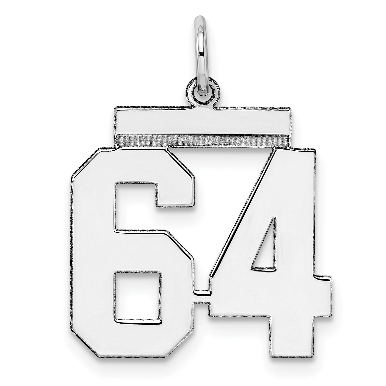 Sterling/Silver Rhodium-plated Polished Number 64 Charm (QMS64)