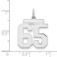 Sterling Silver Rhodium-plated Polished Number 65 Charm view 2