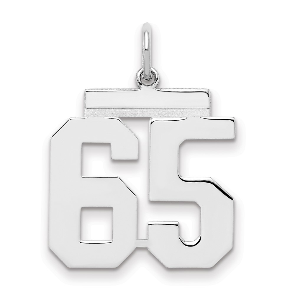 Sterling Silver Rhodium-plated Polished Number 65 Charm