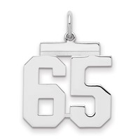 Sterling Silver Rhodium-plated Polished Number 65 Charm view 1