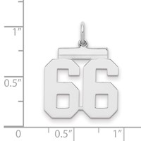 Sterling Silver Rhodium-plated Polished Number 66 Charm view 2