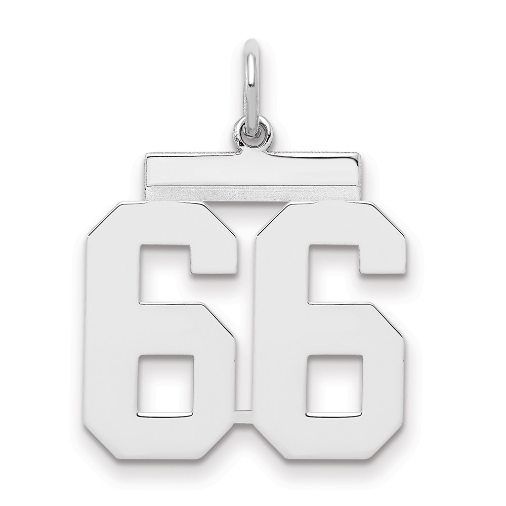 Sterling Silver Rhodium-plated Polished Number 66 Charm