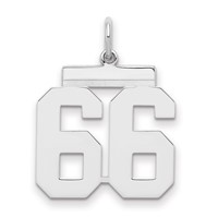 Sterling Silver Rhodium-plated Polished Number 66 Charm view 1