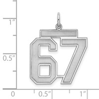 Sterling Silver Rhodium-plated Polished Number 67 Charm view 3