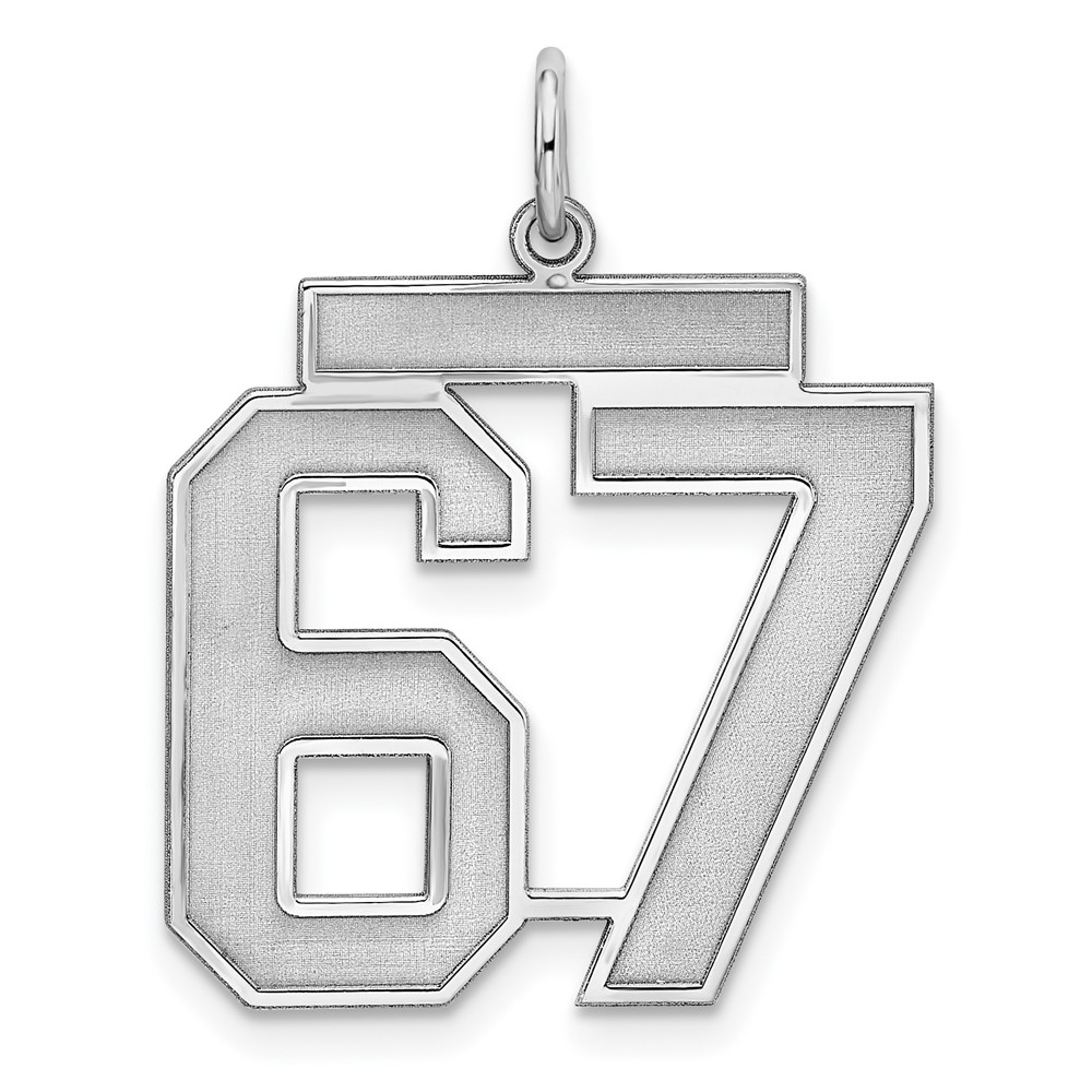 Sterling Silver Rhodium-plated Polished Number 67 Charm