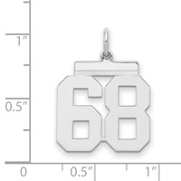 Sterling Silver Rhodium-plated Polished Number 68 Charm view 2