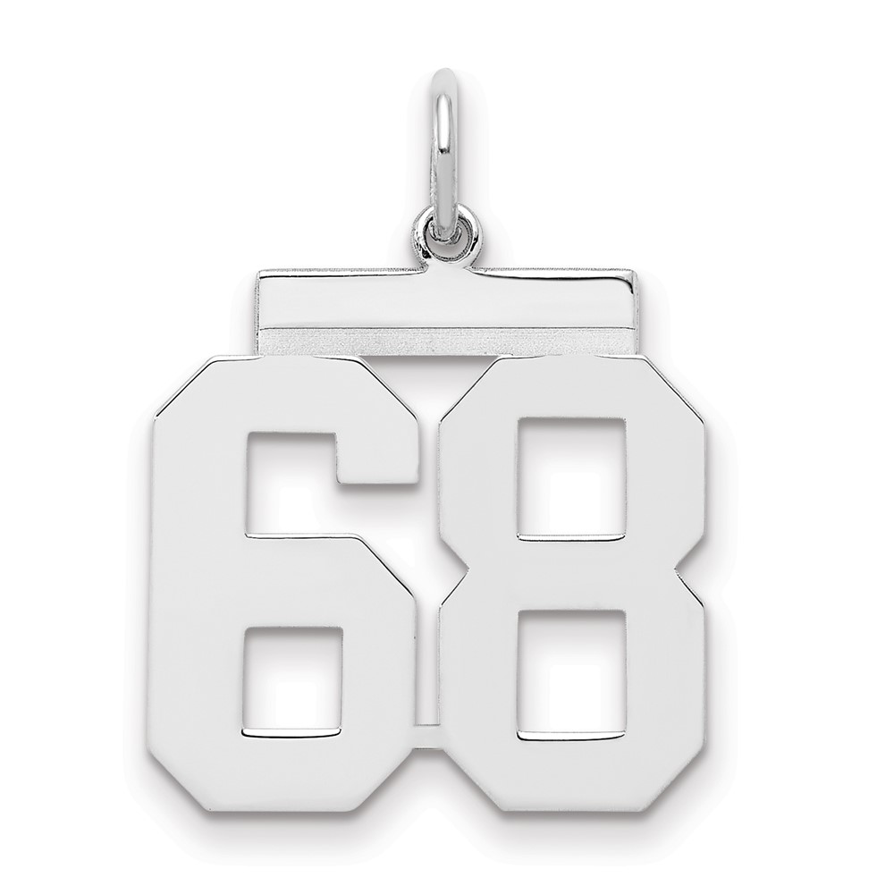 Sterling Silver Rhodium-plated Polished Number 68 Charm