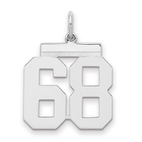 Sterling Silver Rhodium-plated Polished Number 68 Charm view 1