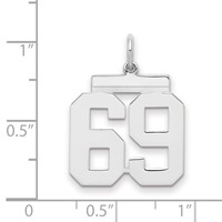Sterling Silver Rhodium-plated Polished Number 69 Charm view 2