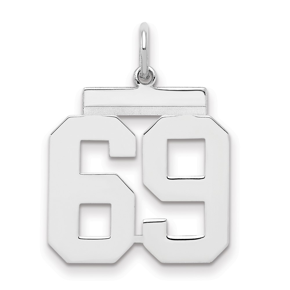 Sterling Silver Rhodium-plated Polished Number 69 Charm