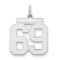 Sterling Silver Rhodium-plated Polished Number 69 Charm view 1