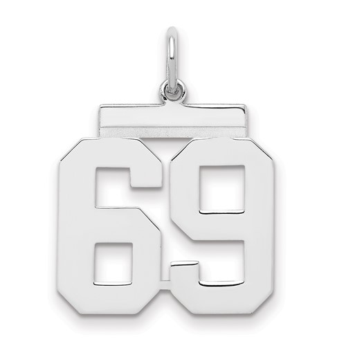 Sterling Silver Rhodium-plated Polished Number 69 Charm