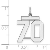 Sterling Silver Rhodium-plated Polished Number 70 Charm view 3