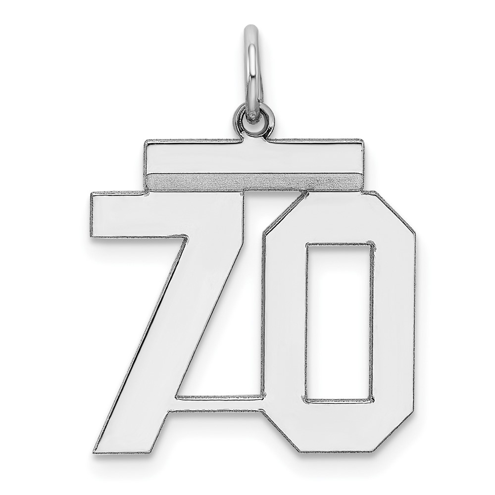 Sterling Silver Rhodium-plated Polished Number 70 Charm