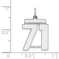 Sterling Silver Rhodium-plated Polished Number 71 Charm view 3