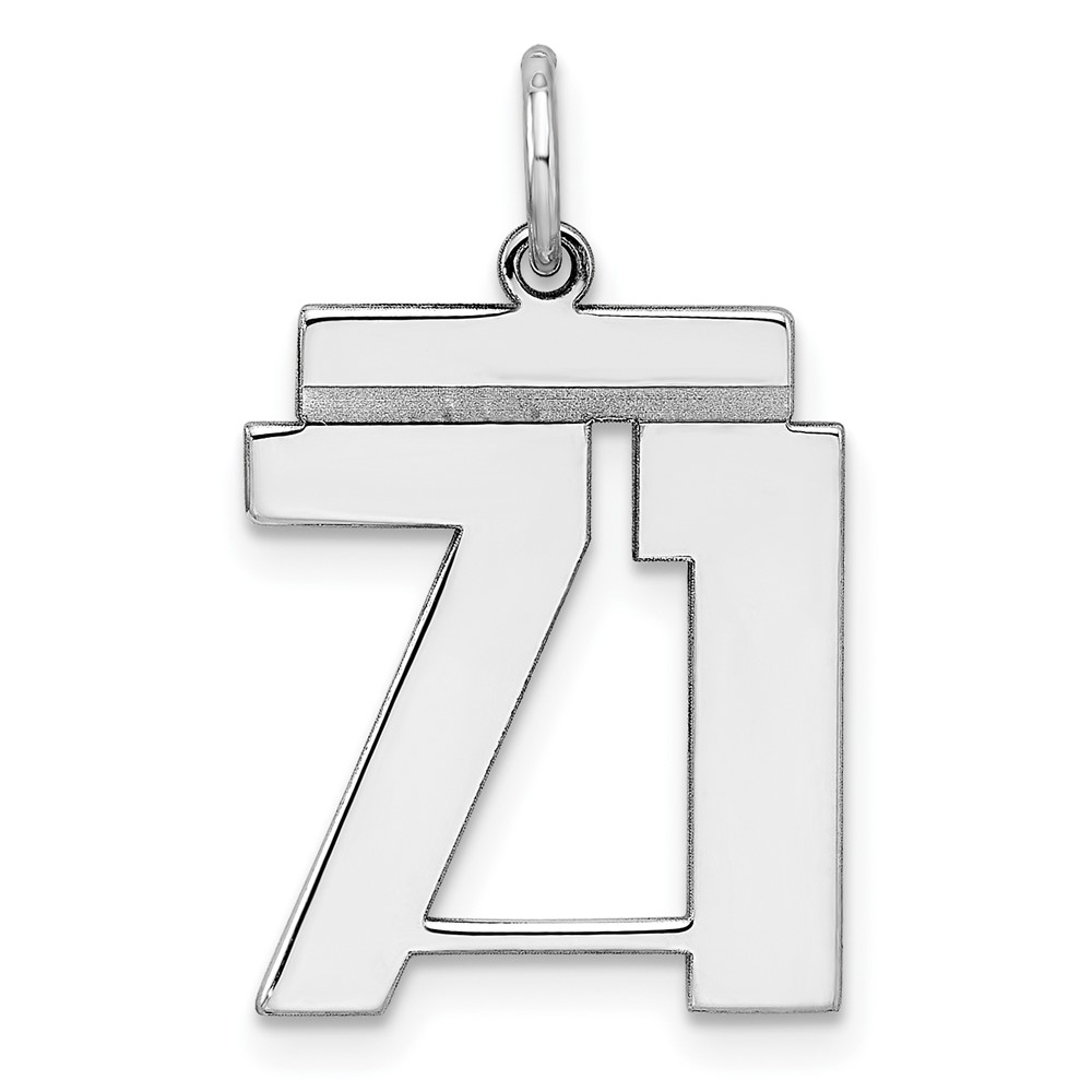Sterling Silver Rhodium-plated Polished Number 71 Charm