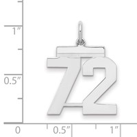 Sterling Silver Rhodium-plated Polished Number 72 Charm view 2