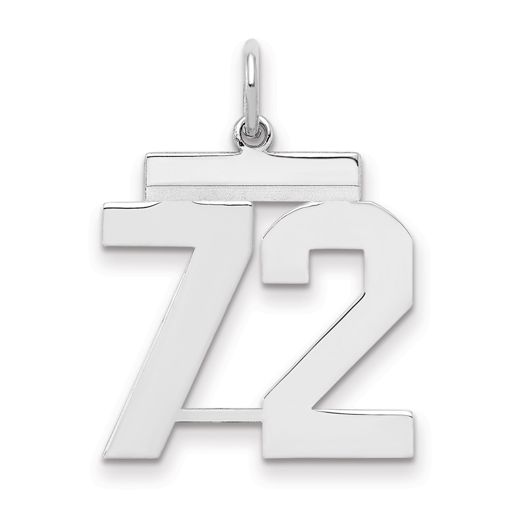 Sterling Silver Rhodium-plated Polished Number 72 Charm